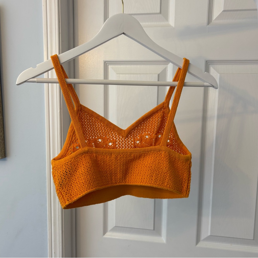 H&M Orange Crochet Bralette Top Size Small - Picture 6 of 11